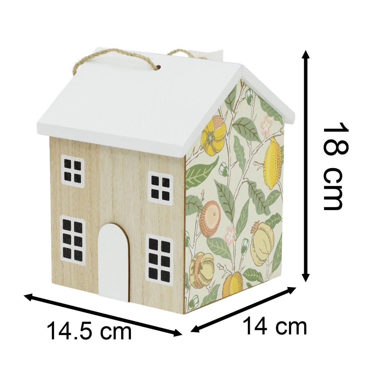 William Morris Fruits Door Stop | 18cm House Shaped Door Stopper Wooden Doorstop - Doorstop