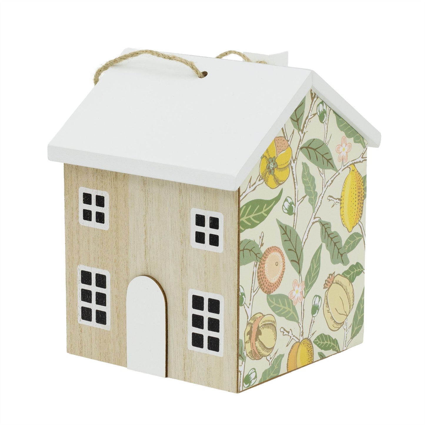 William Morris Fruits Door Stop | 18cm House Shaped Door Stopper Wooden Doorstop