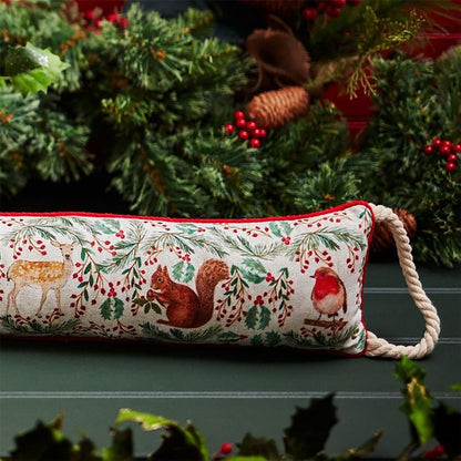 Woodland Animal Christmas Draught Excluder, 94cm Festive Door Draught Stopper - Draught Excluder