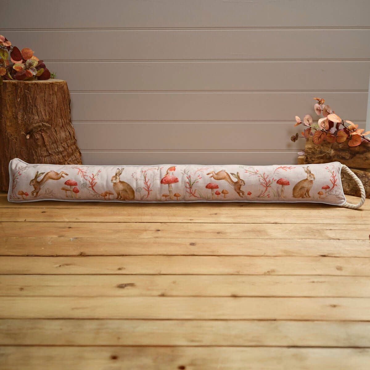 Woodland Animal Fabric Draught Excluder | Door Draught Cushion with Handle 92cm - Draught Excluder