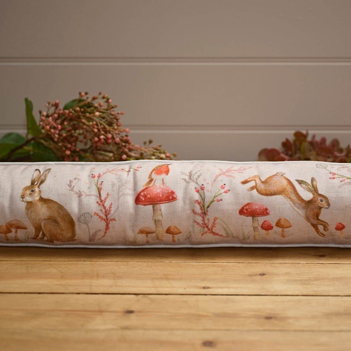 Woodland Animal Fabric Draught Excluder | Door Draught Cushion with Handle 92cm - Draught Excluder