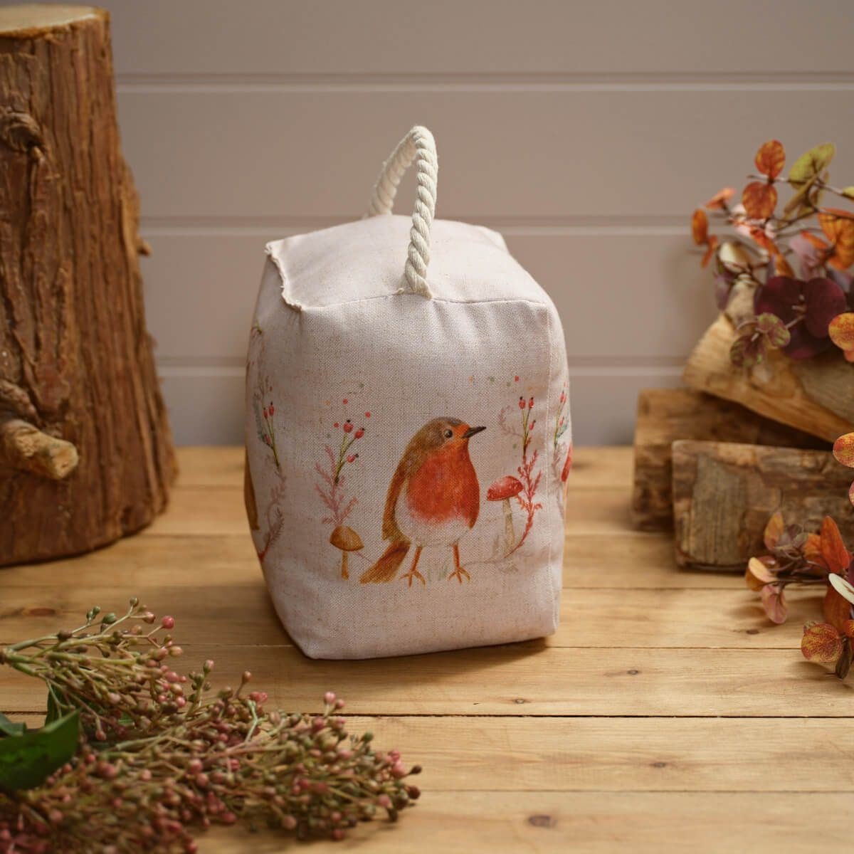 Woodland Rabbit Fabric Doorstop | Decorative Animal Door Stop with Handle - Doorstop